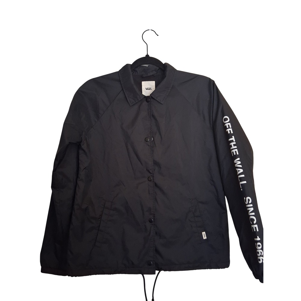 Vans Off The Wall‎ Since 1966 Coaches Jacket Black Windbreaker Womens Small